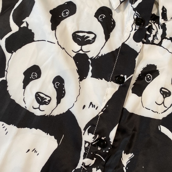 🌿[ Shein ] Panda Bear Button Up Blouse - Picture 4 of 8